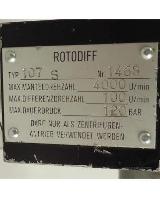 VISCOTHERM ROTODIFF Zentrifugenantrieb 107S 1468 GEB