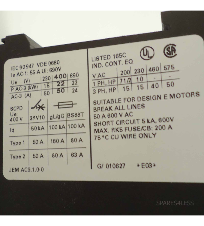 Siemens 3RT1036-1BB40 24V Schütz - spares4less | Low cost 