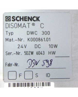 Schenk Steuerung Disomat C DWC300 K000861.01 GEB