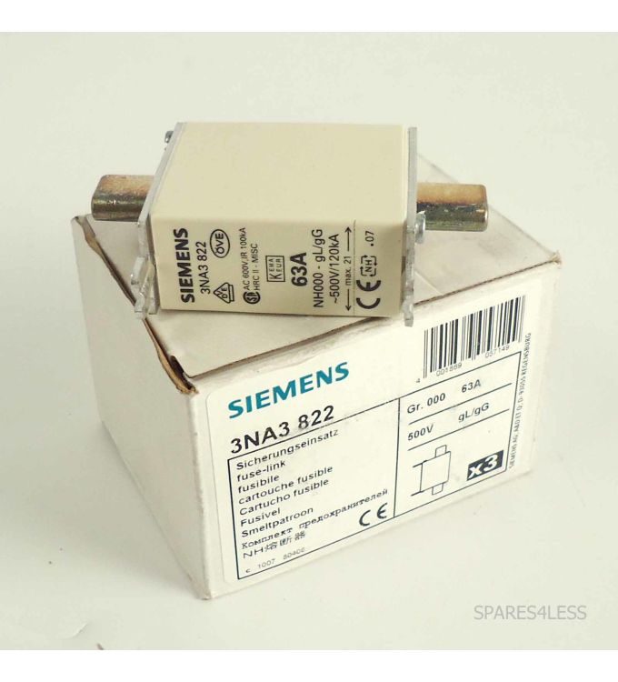 Siemens  NH-Sicherungseinsatz 3NA3 822 (3Stk.) OVP