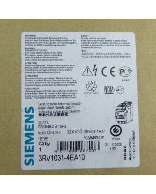 Siemens Leistungsschalter 3RV1031-4EA10 OVP