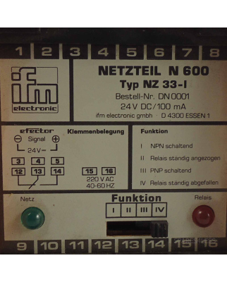 ifm Netzteil N600 NZ33-I DN0001 GEB