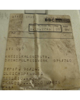 BBC Drehzahlmessgerät GTS057 PQ96/240 OVP