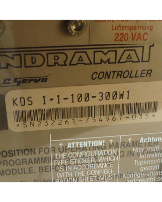 INDRAMAT AC Servo Controller KDS1.1-100-300-W1 GEB