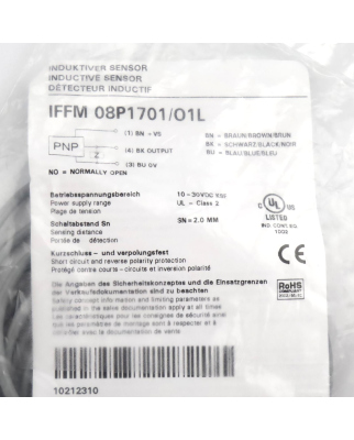 Baumer electric Induktiver Sensor IFFM 08P1701/O1L OVP
