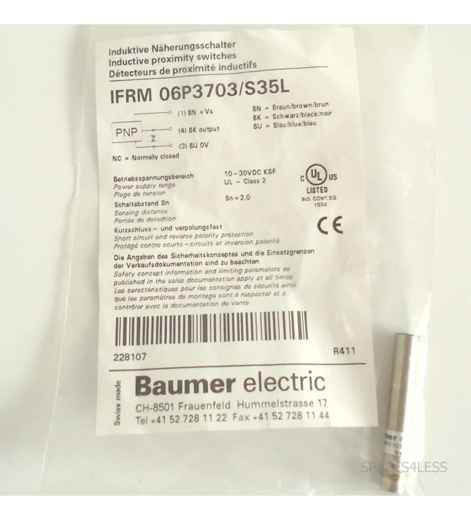 Baumer electric Induktiver Näherungsschalter IFRM 06P3703/S35L OVP
