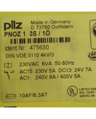 Pilz Not-Aus-Schaltgerät PNOZ 1 3S/1Ö Art.Nr. 475650 GEB