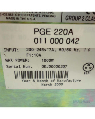 Branson PG Ultraschall-Generator PGE220A 01100042 GEB