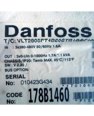 Danfoss Frequenzumrichter VLT 2805 VLT2805PT4B20STR1DBF12A00C0 OVP