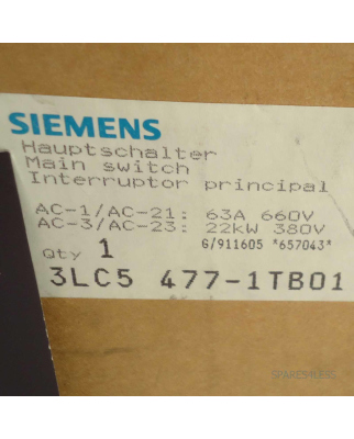 Siemens Hauptschalter 3LC5477-1TB01 22kW OVP
