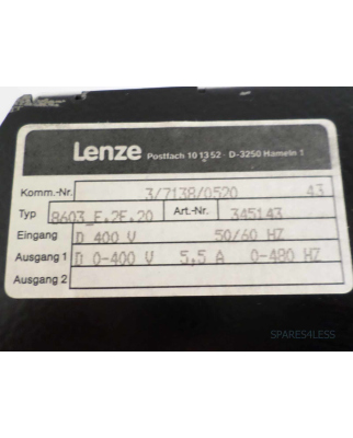 Lenze Frequenzumrichter Typ 8603_E.2E.20 GEB